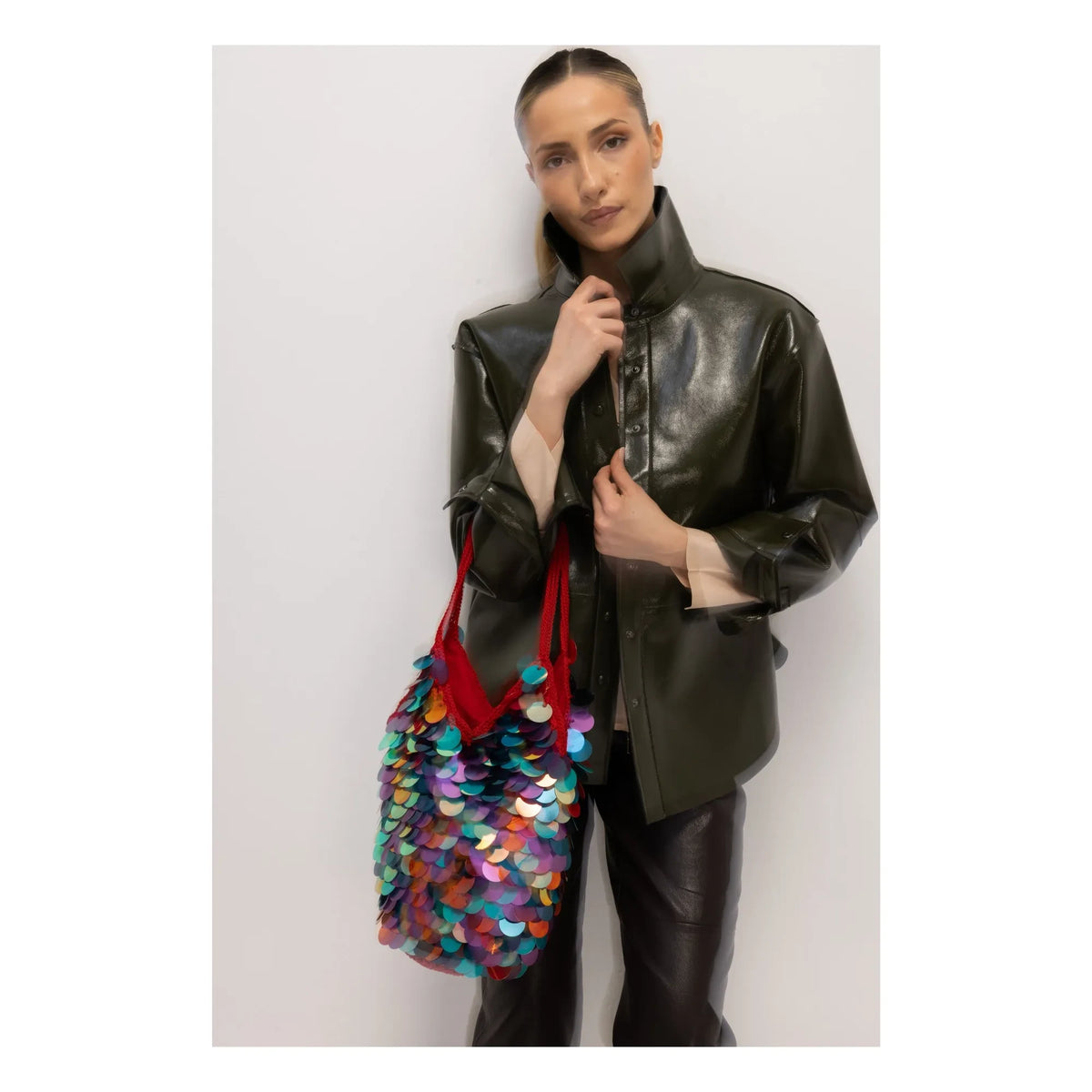Nadia Dafri - Hilal Large Sequin Bag | Green
