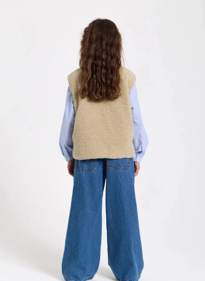 Smallable Kid - Jude Sleeveless Sherpa Jacket | Beige