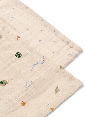 Liewood - Lewis Organic Cotton Cloths - Set of 2 | Star/Flying Mix