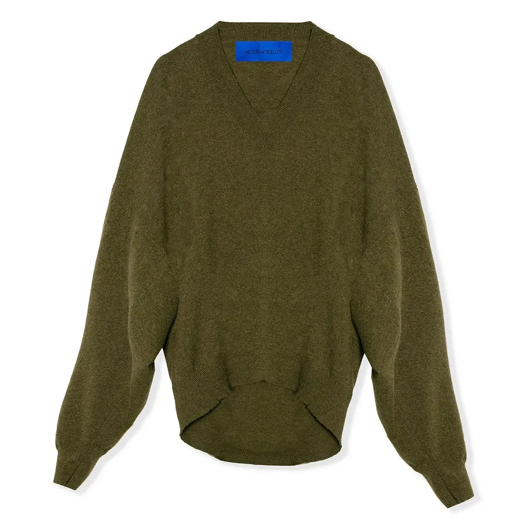 Mes Demoiselles - Fluer Neck Sweater | Khaki