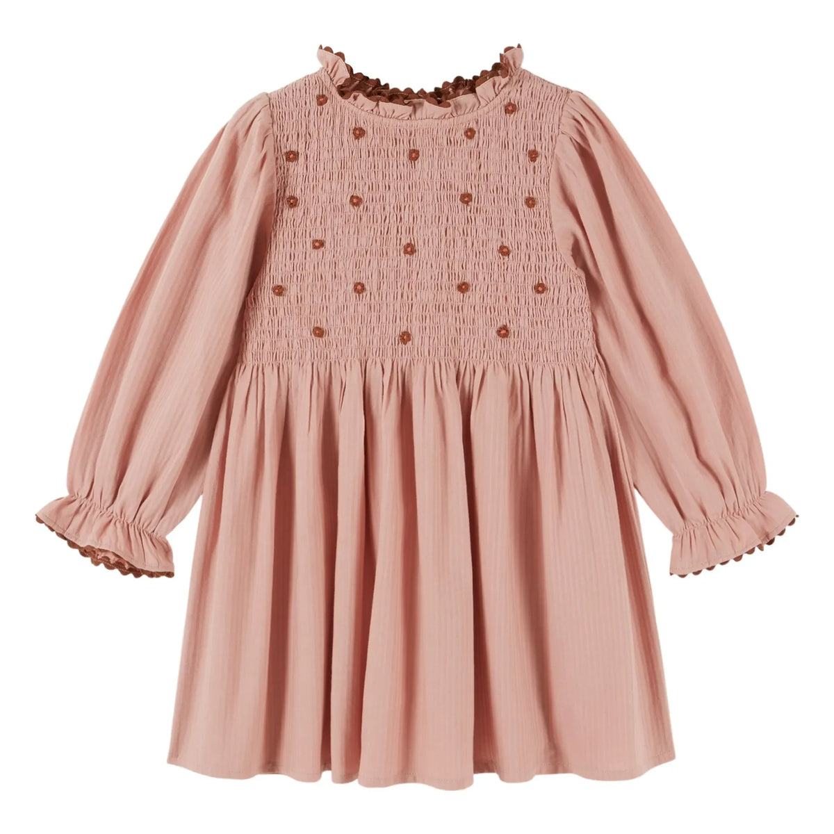 Emile et Ida - Embroidered Gathered Dress | Pink