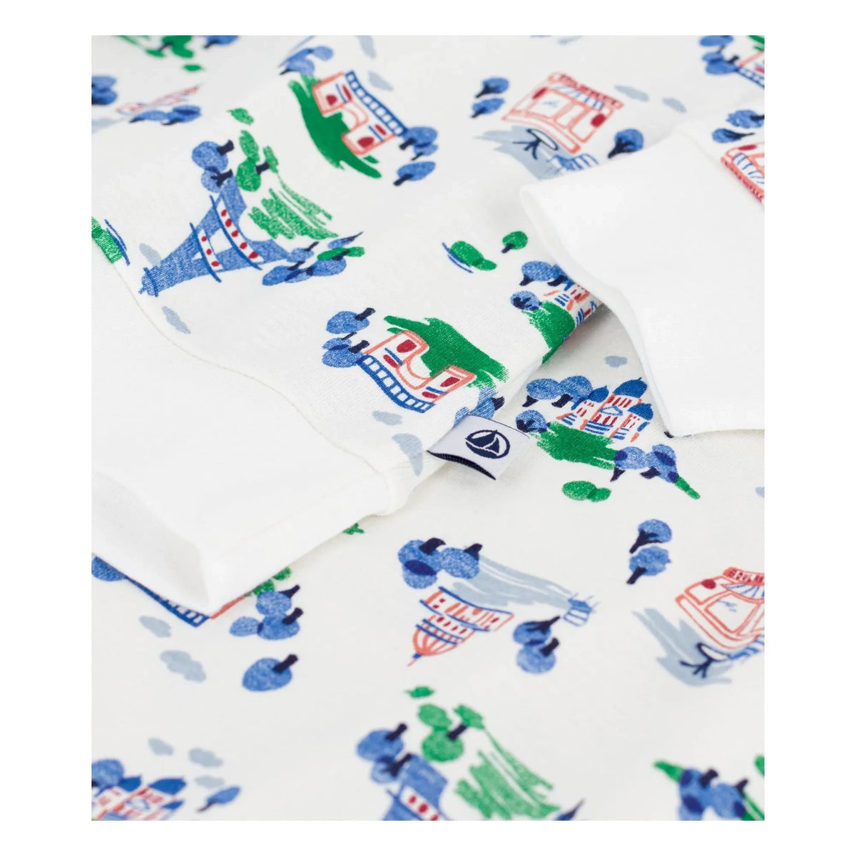 Petit Bateau - Eiffel Tower Organic Cotton Pajama | White