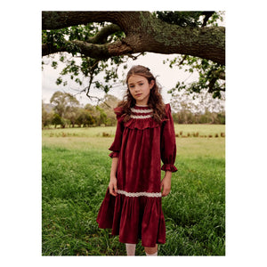 petite Amalie - Lace Ruffle Collar Dress | Cherry Red