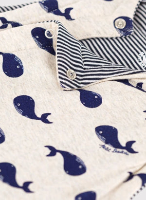 Petit Bateau - Whales Organic Cotton Sleeveless Tank Top | Heather Beige
