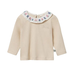 Goldie + Ace - Embroidered Collar Fitted T-Shirt | Cream