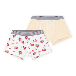 Petit Bateau - 2-Piece Organic Cotton Firefighter Boxer Briefs | White