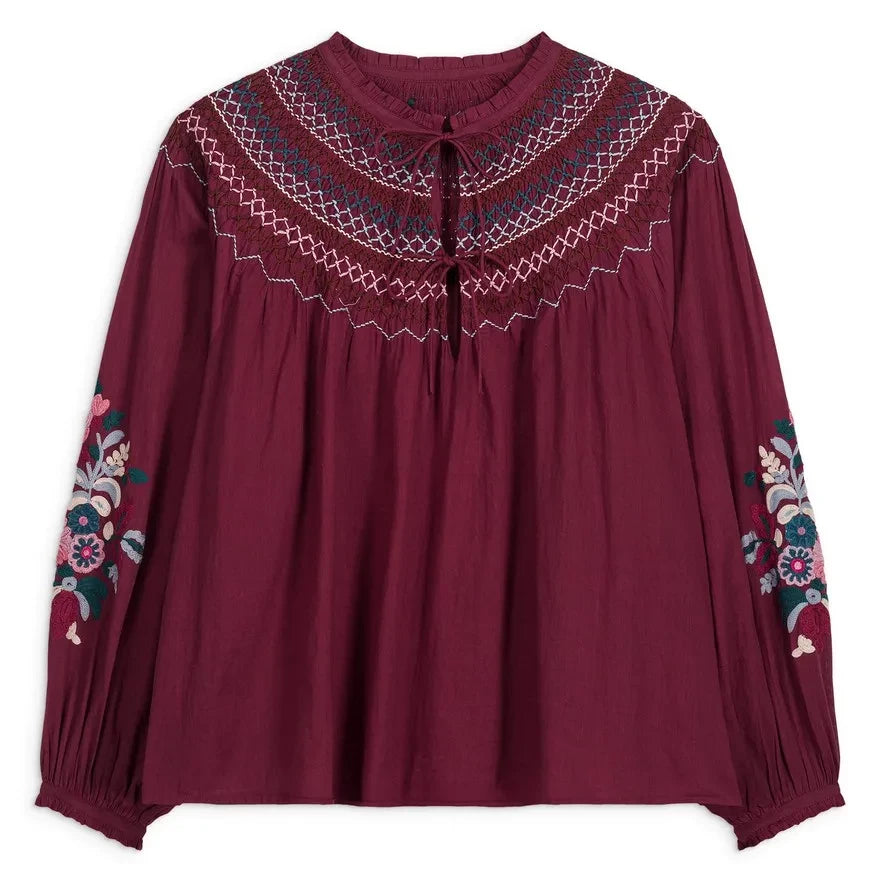 Louise Misha - Pal Organic Cotton Blouse | Burgundy