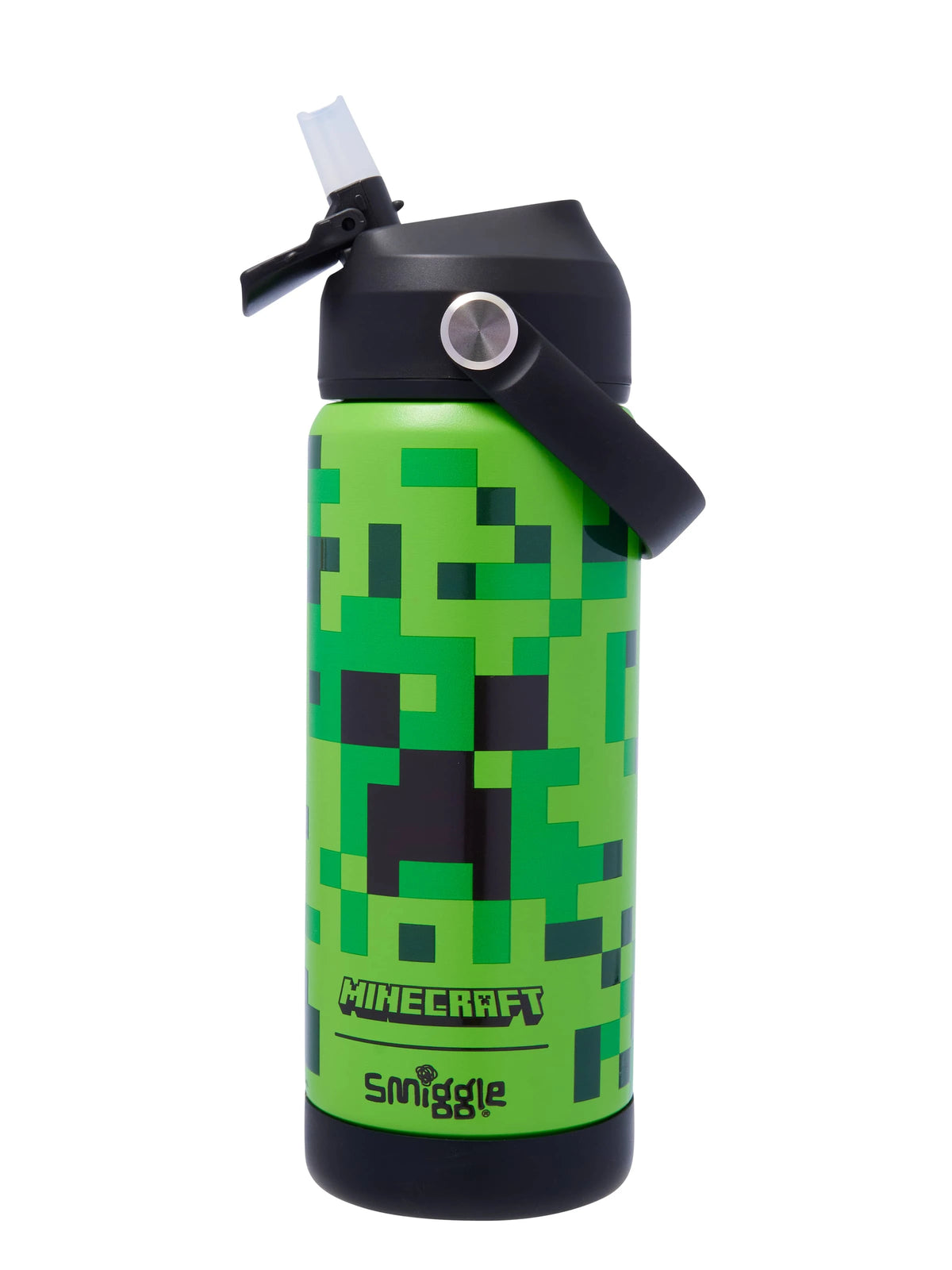 Smiggle - Minecraft Stainless Steel 550ML Water Bottle with Hidden Straw