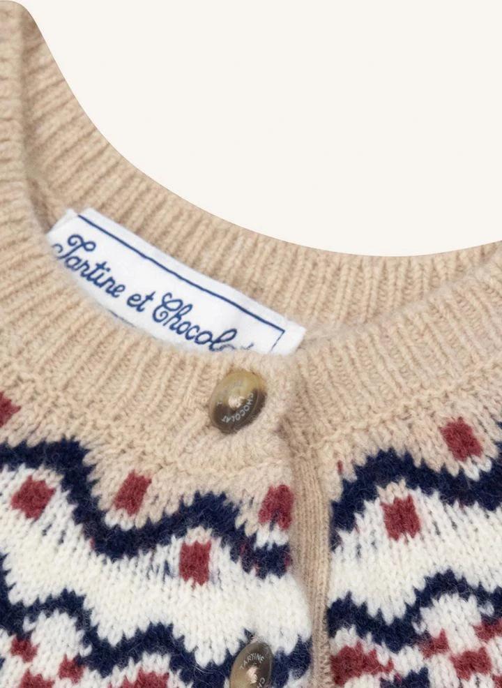 Tartine et Chocolat - Baby Wool Winter Jacquard Sweater | Sand