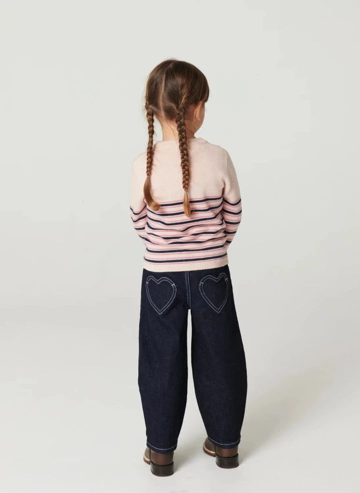 Copenhagen Colors - Jean Ballon Organic Cotton Heart-Shaped Pocket | Dark Blue
