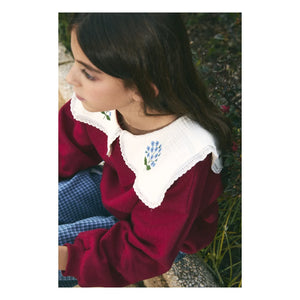birinit - Embroidered draped collar organic cotton sweatshirt | Burgundy