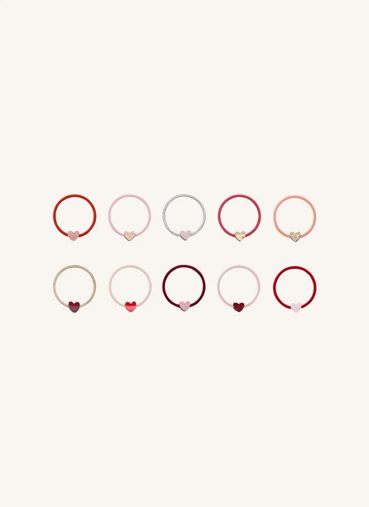 Mimi & Lula - 10-piece Small Hearts Hair Clip Set | Red