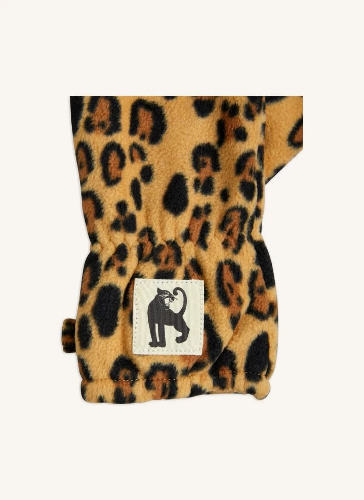 Mini Rodini - Recycled Polyester Leopard Print Gloves | Brown