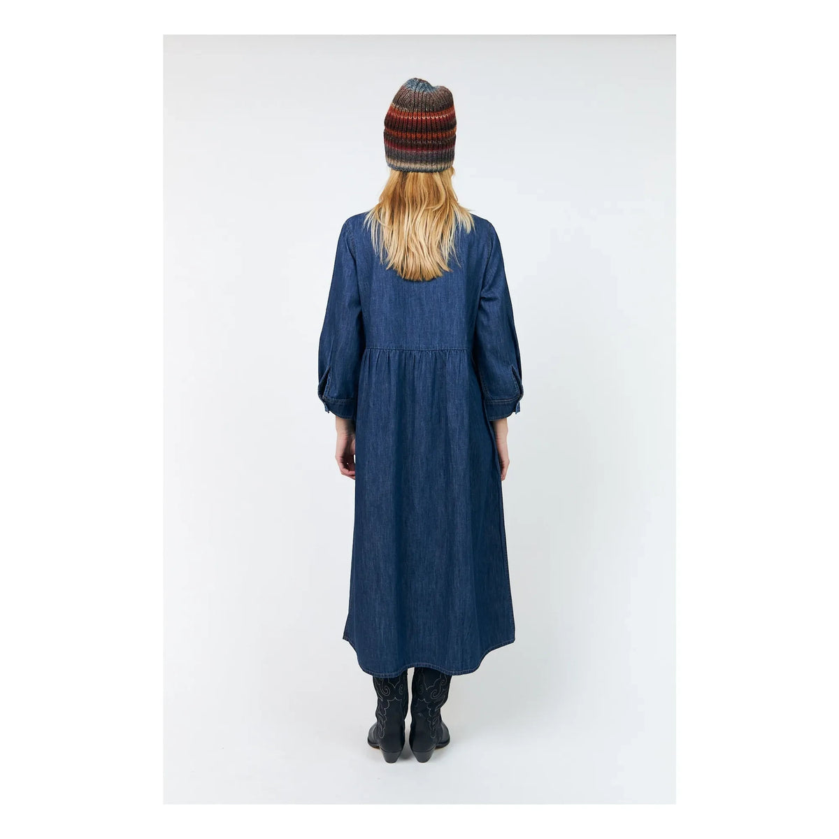 Lollys Laundry - Aliya Denim Cotton Dress | Navy