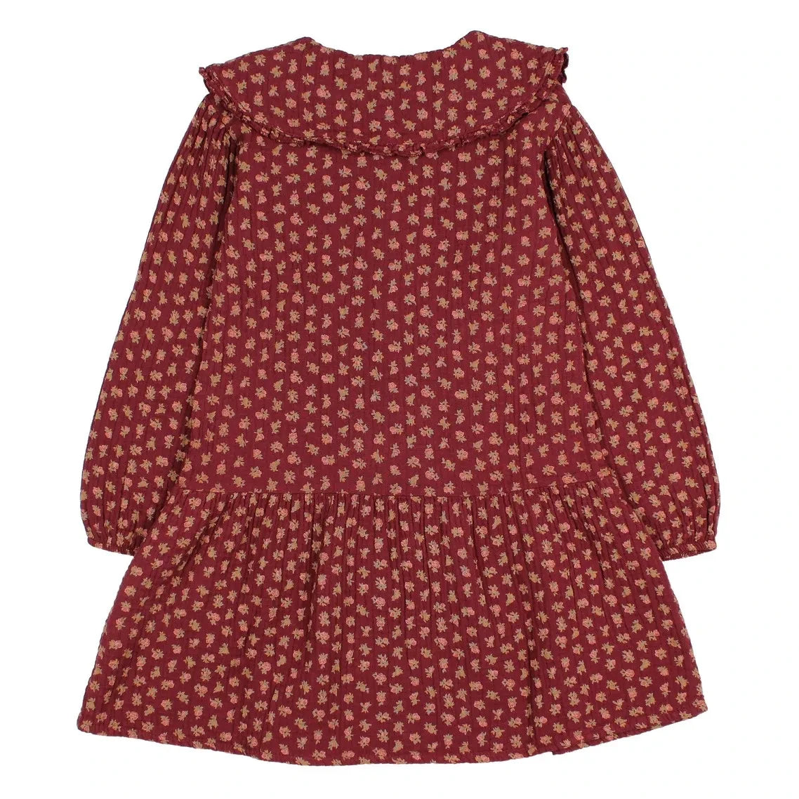 Búho - Organic Cotton Floral Cottage Claudine Collar Dress | Burgundy