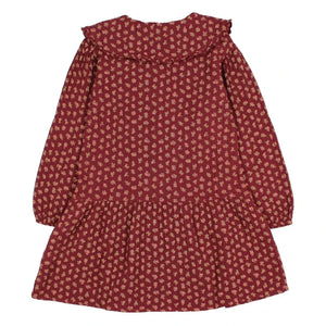 Búho - Organic Cotton Floral Cottage Claudine Collar Dress | Burgundy