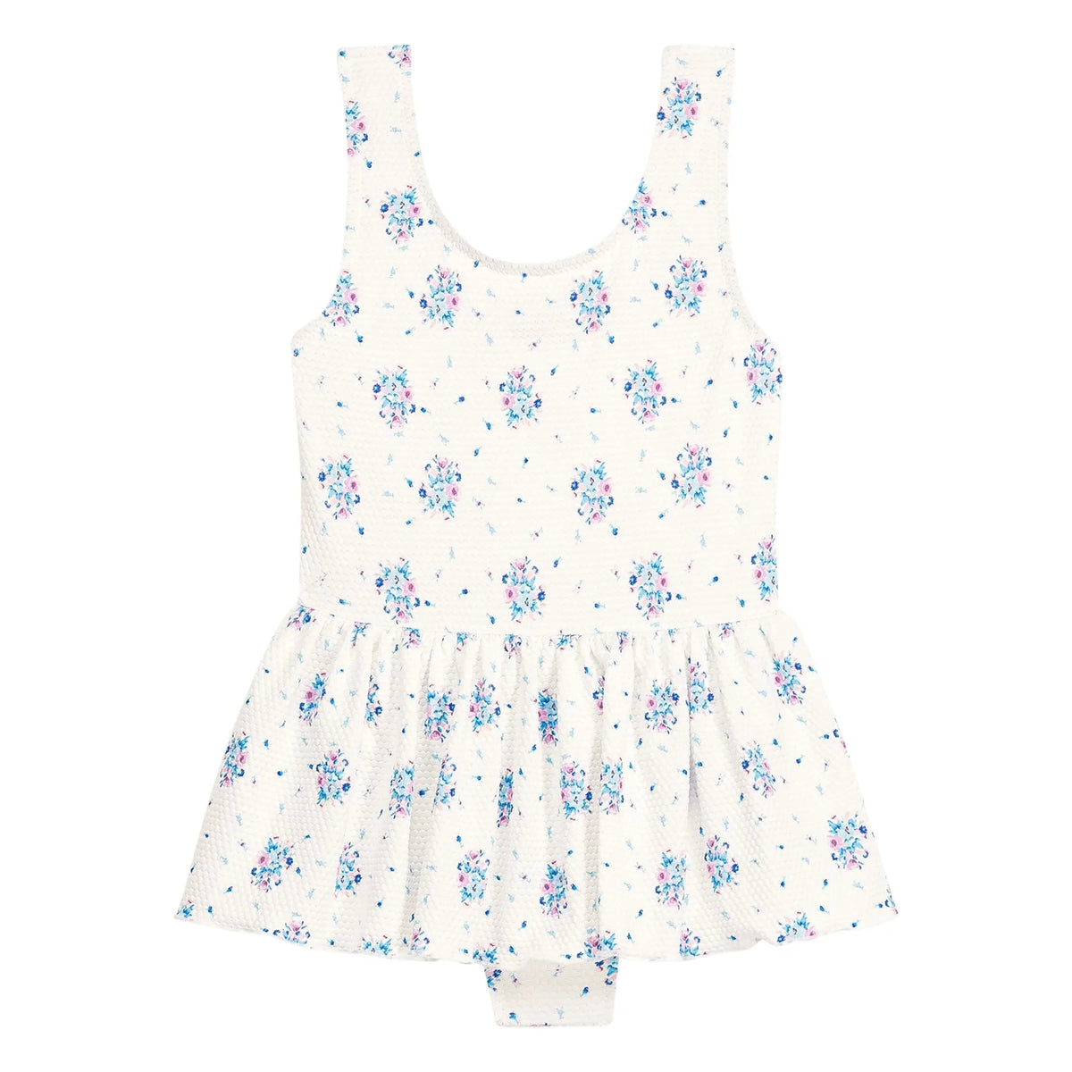 Louise Misha - Kalinda Floral Pattern Waffle Skirted Swimsuit | Recycled Fiber | Cream