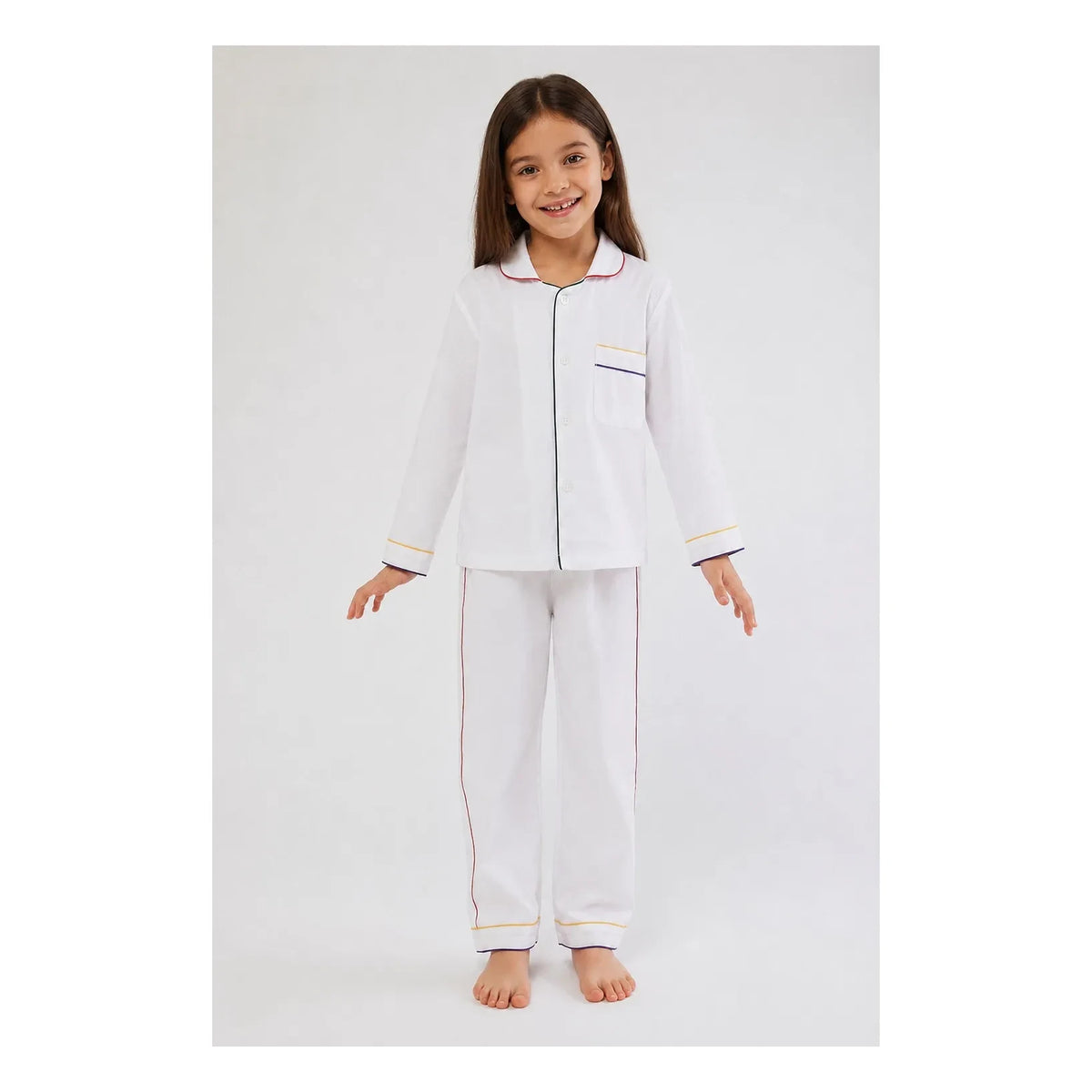 Folkloore - Solid Color Pajama Set - Kids Collection | White