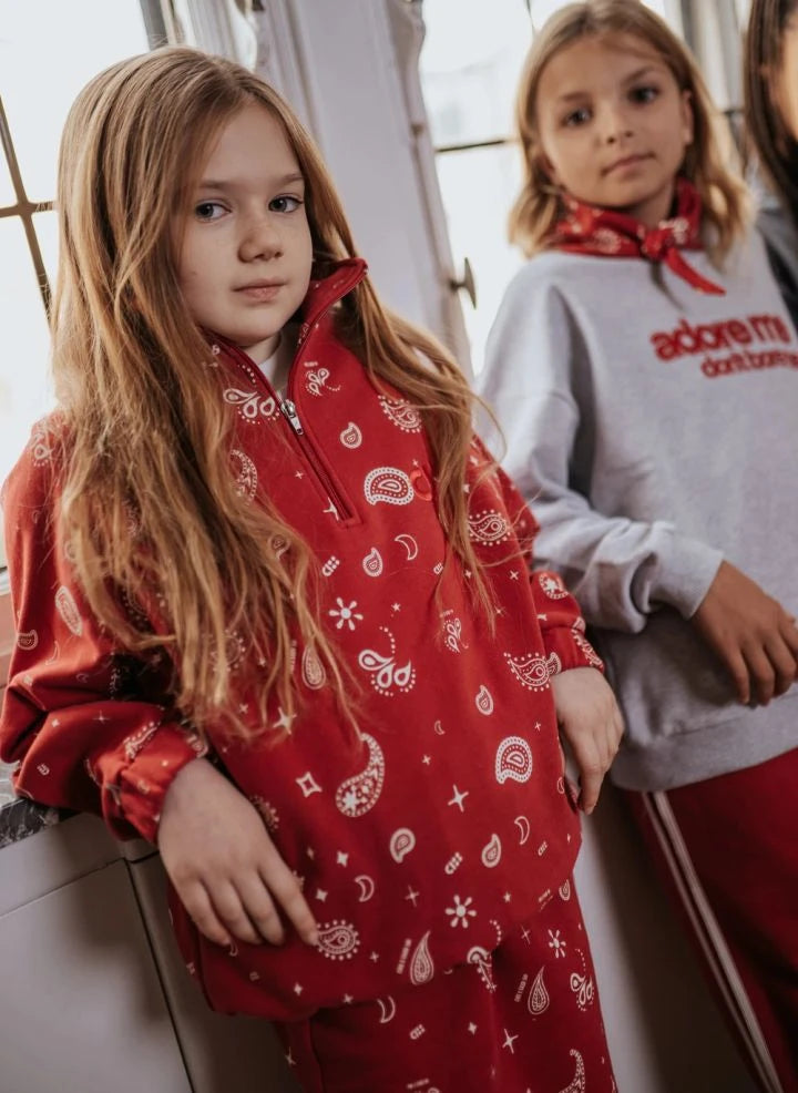 Cos I Said So - Organic Cotton Paisley Zip-up Sweatshirt | Red