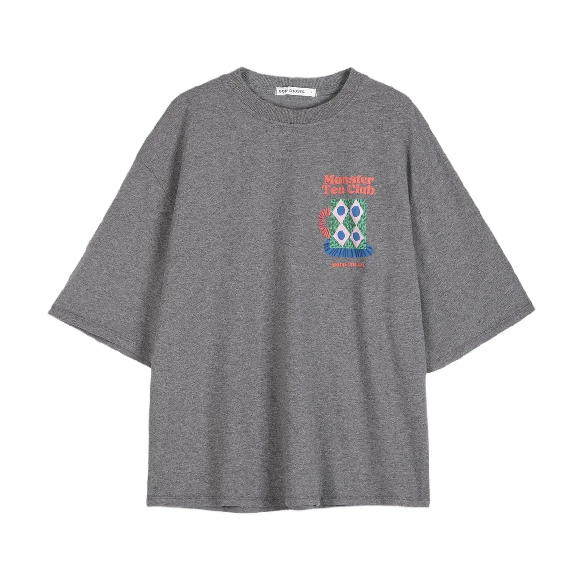 Bobo Choses - Monster Mug Cotton T-Shirt | Grey Melange