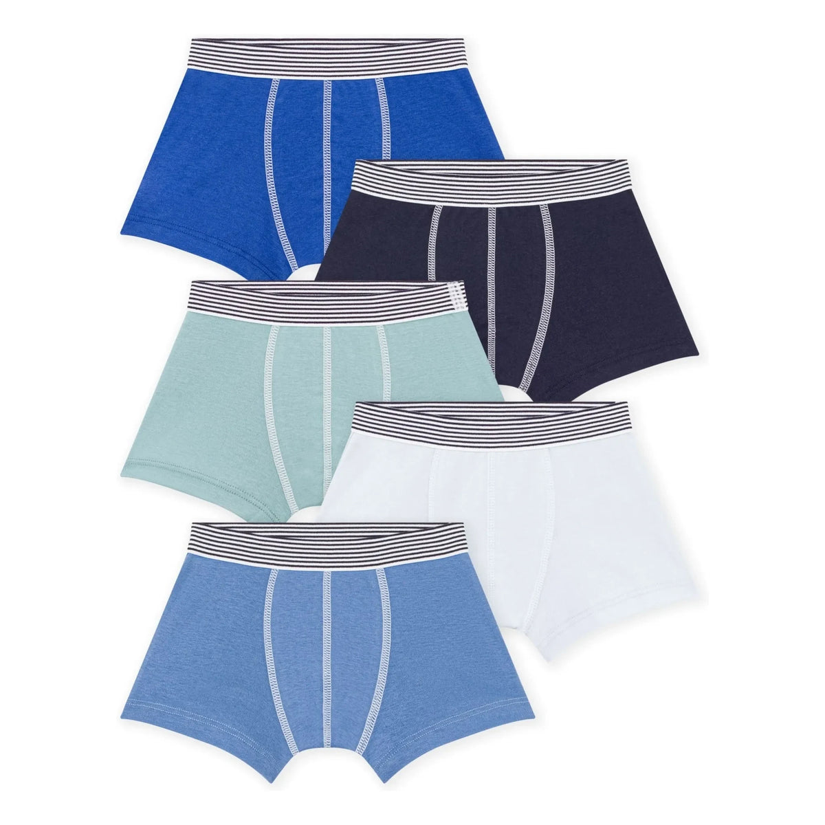 Petit Bateau - Set of 5 Striped Organic Cotton Boxer Briefs | Blue