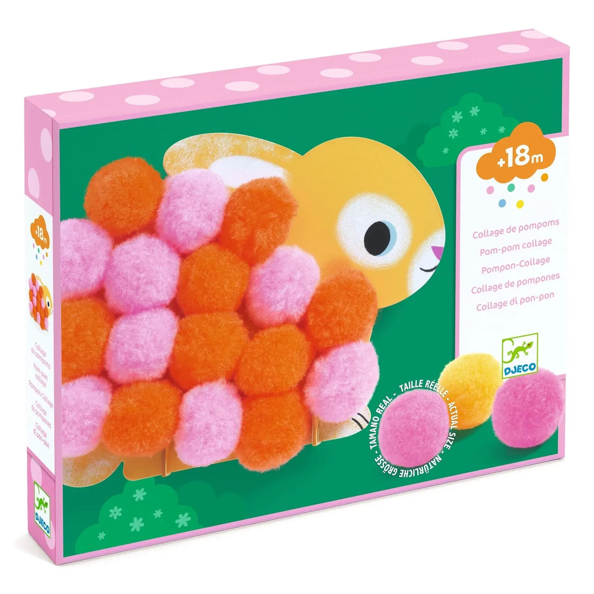 Djeco - Pompom Collage with Animals and Round Pom-Poms