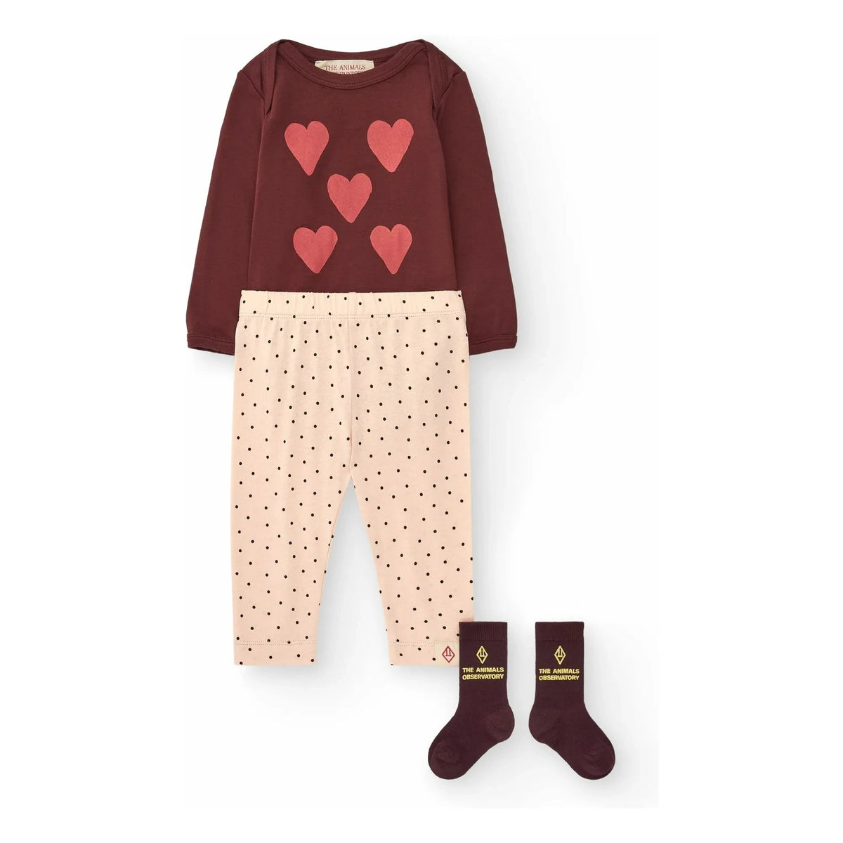 The Animals Observatory - Wasp Body Hearts Organic Cotton | Burgundy