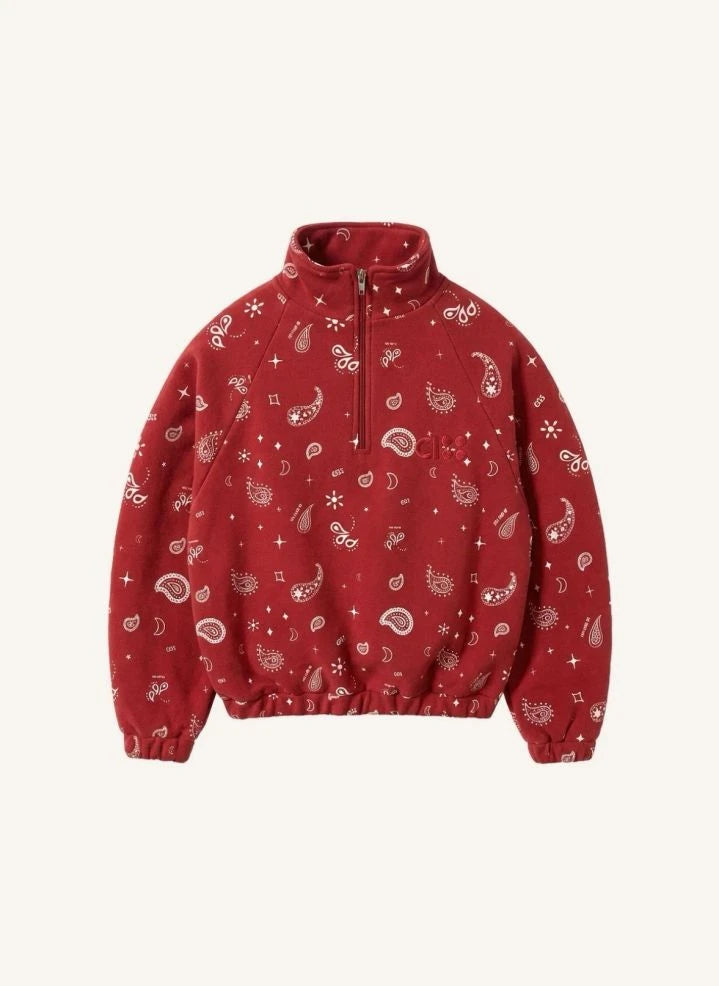 Cos I Said So - Organic Cotton Paisley Zip-up Sweatshirt | Red