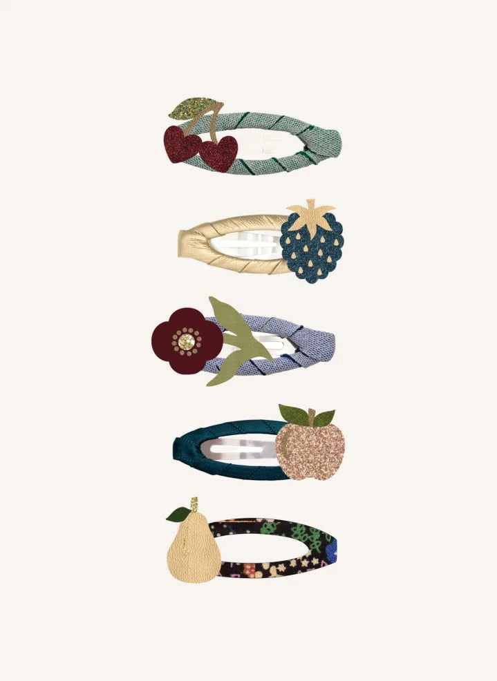 Mimi & Lula - 5-piece Winter Fruit Barrette Set | Green