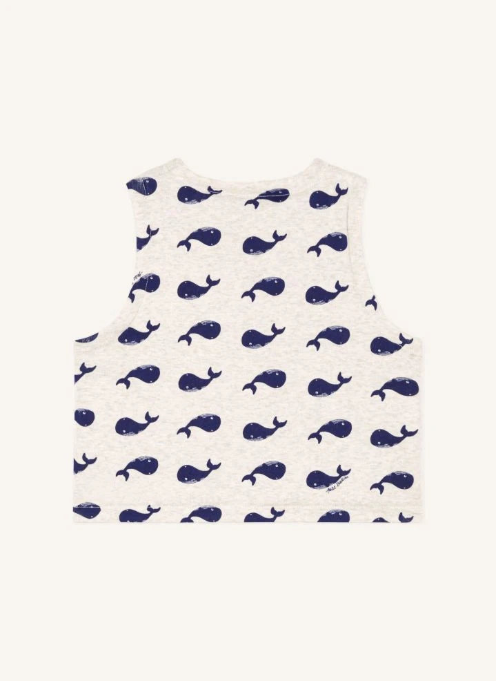 Petit Bateau - Whales Organic Cotton Sleeveless Tank Top | Heather Beige