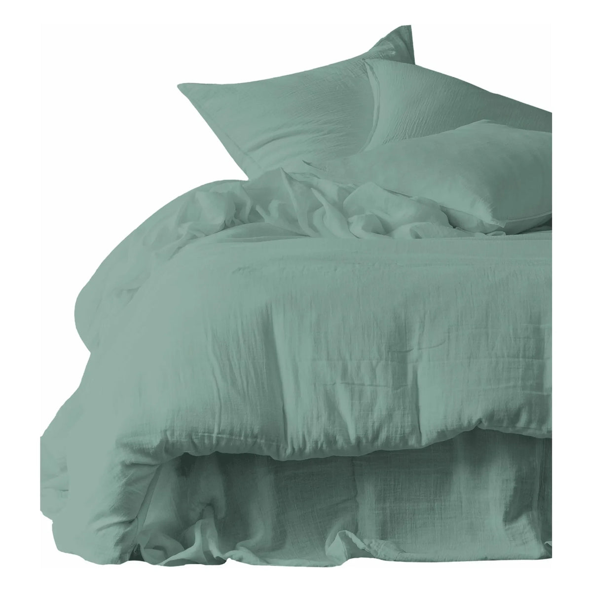 Haomy - Cotton Muslin Duvet Cover Mykonos | Celadon Blue