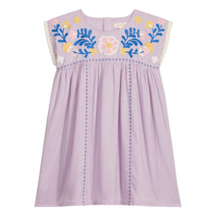 Louise Misha - Talula Embroidered Dress Organic Cotton | Light Purple