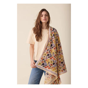 Apaches - Large Floral Patterned Latika Scarf | Blue
