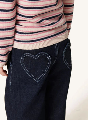 Copenhagen Colors - Jean Ballon Organic Cotton Heart-Shaped Pocket | Dark Blue