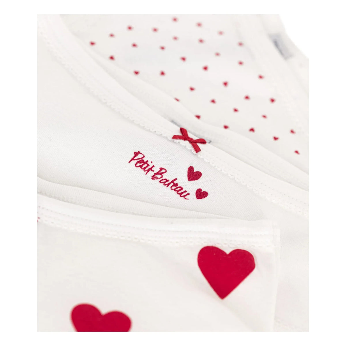 Petit Bateau - 3-Pack Heart High-Waisted Briefs | White