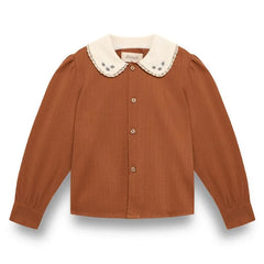 birinit - Claudine Collar Blouse Organic Cotton | Terracotta