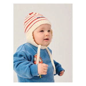 Bobo Choses - Recycled Fiber Striped Beanie | Ecru