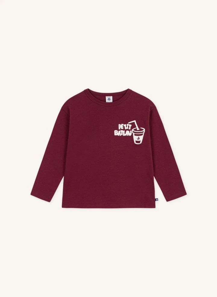 Petit Bateau - Petite Pause organic cotton T-shirt | Burgundy