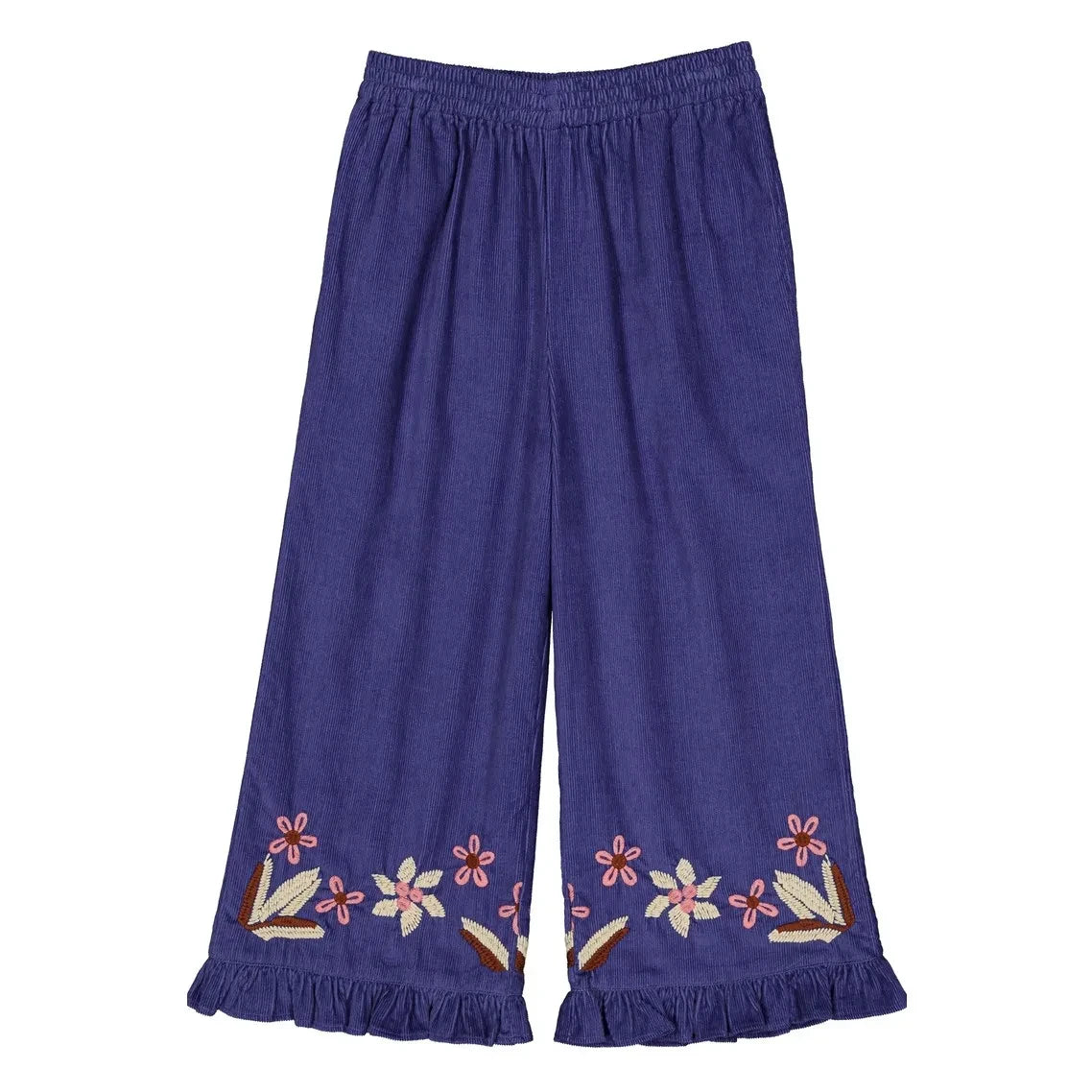 Hello Simone - Malika Embroidered Ribbed Velvet Pants | Blue