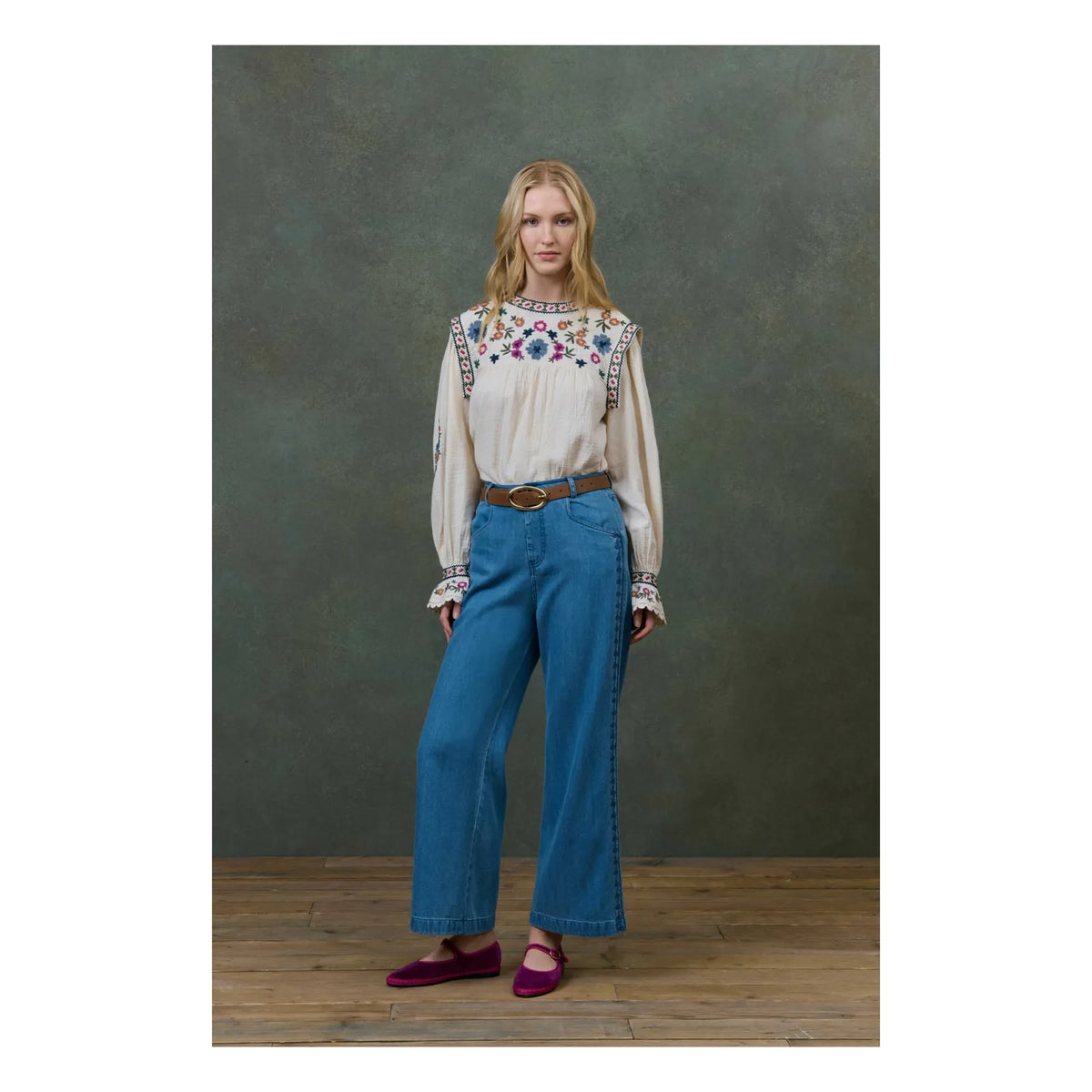 Louise Misha - Izza Double Layer Organic Cotton Blouse - Women's Collection | Cream