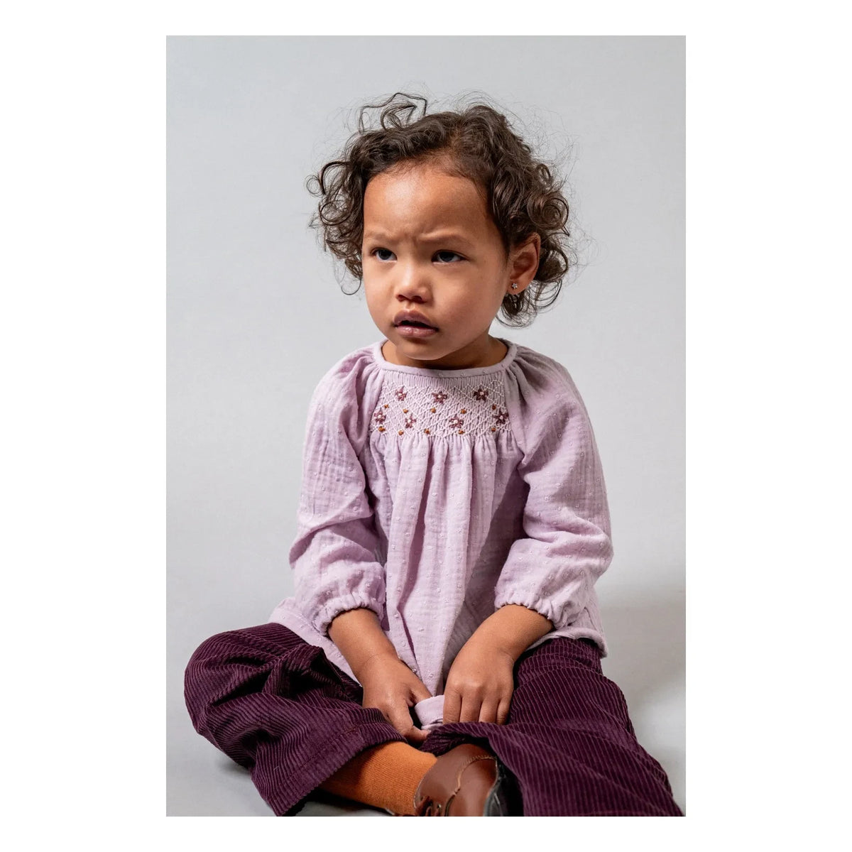 birinit - Organic cotton embroidered blouse | Mauve