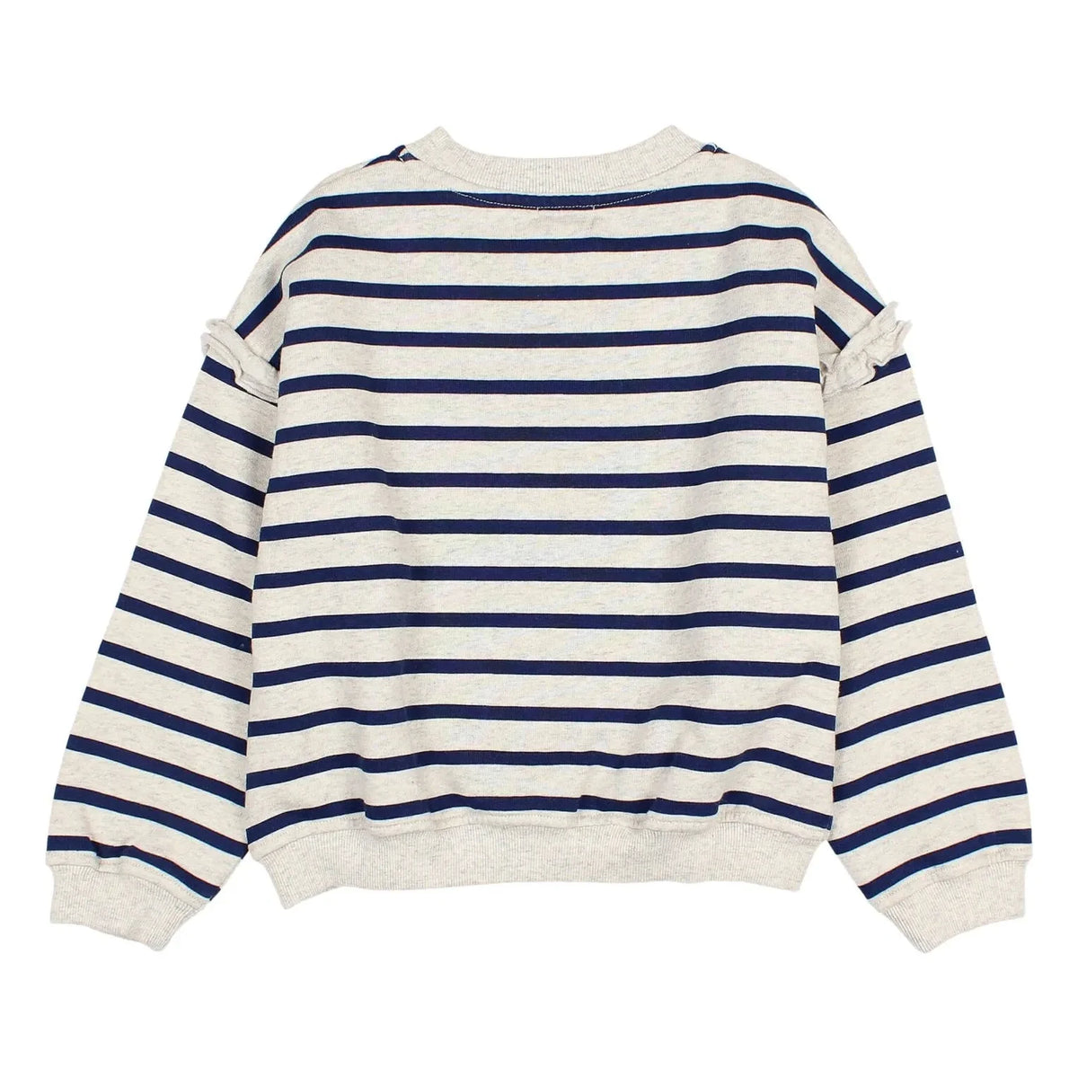 Búho - Girl's Nautical Striped Organic Cotton Sweatshirt | Navy