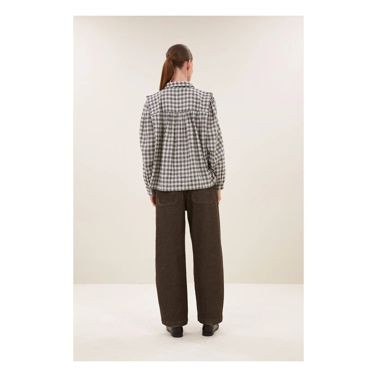 By Bar - Maia Checkered Blouse | Ash Gray
