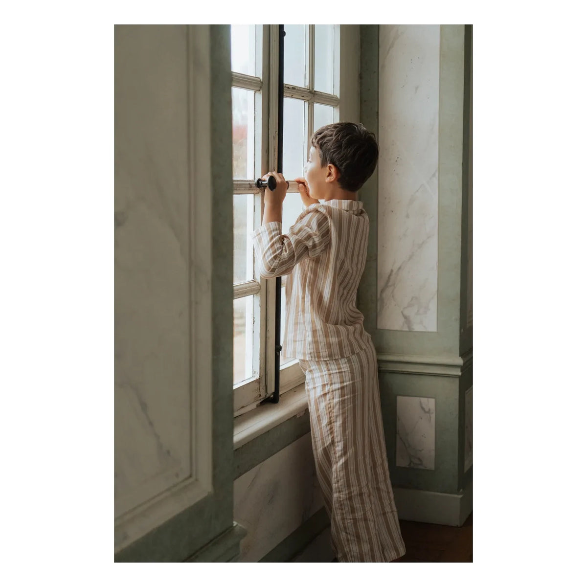 Risu Risu - Navigo Striped Organic Cotton Pajamas | Natural