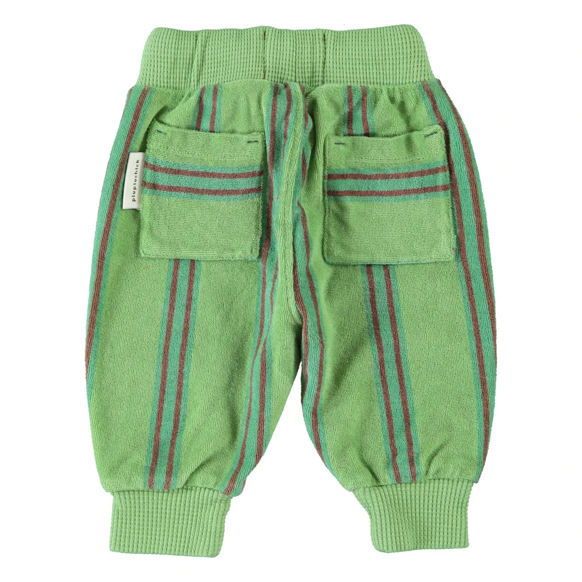 Piupiuchick - Organic Cotton Terry Textured Striped Jogger Trousers | Green