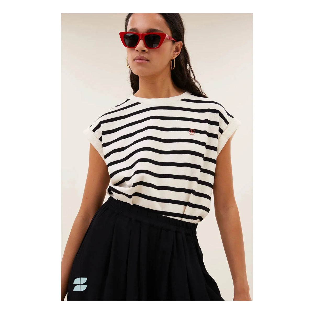 By Bar - Tobi Striped Organic Cotton Top | Ecru