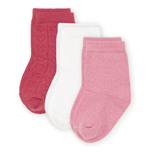 Petit Bateau - Openwork Heart 3 Pair Sock Set | Pink