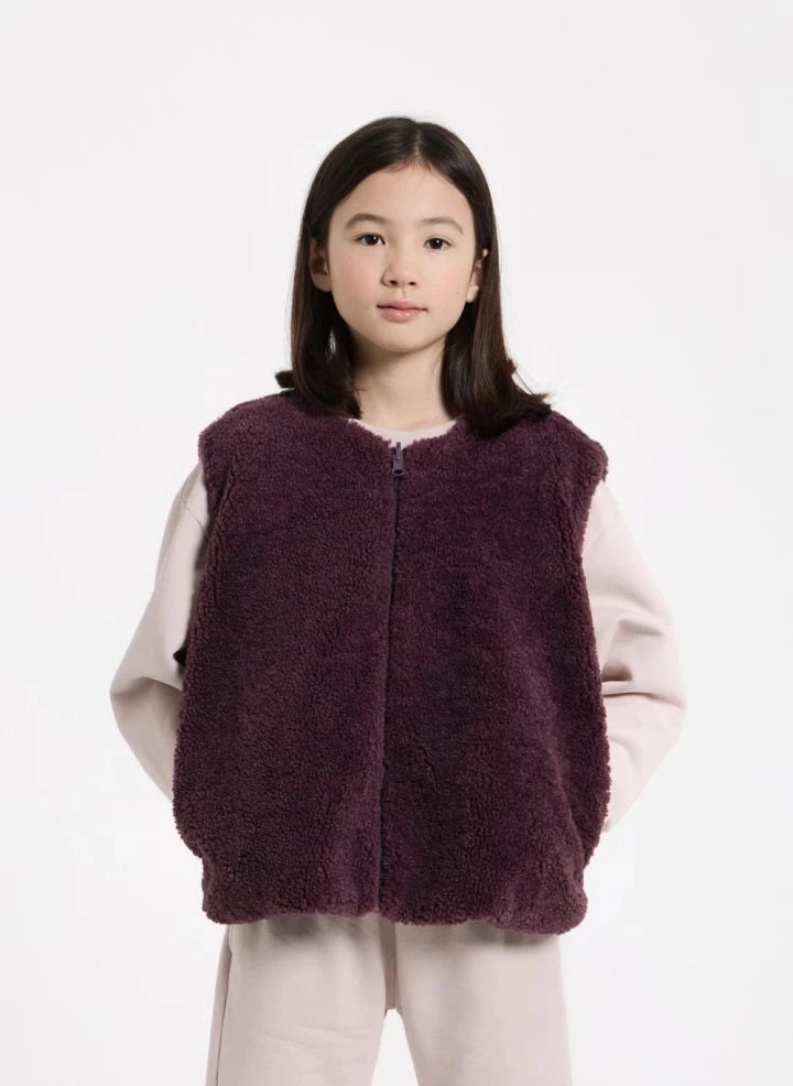Smallable Kid - Jude Sleeveless Sherpa Jacket | Purple