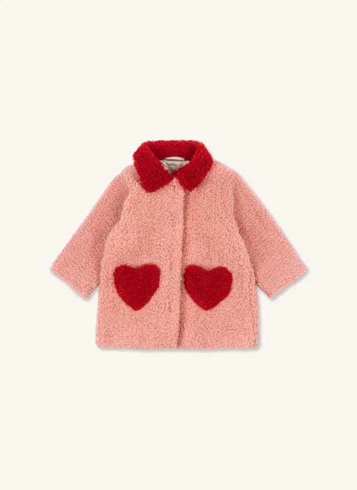 Konges Sløjd - Wraparound Heart Bouclé Coat, Made from Recycled Fibers | Pink