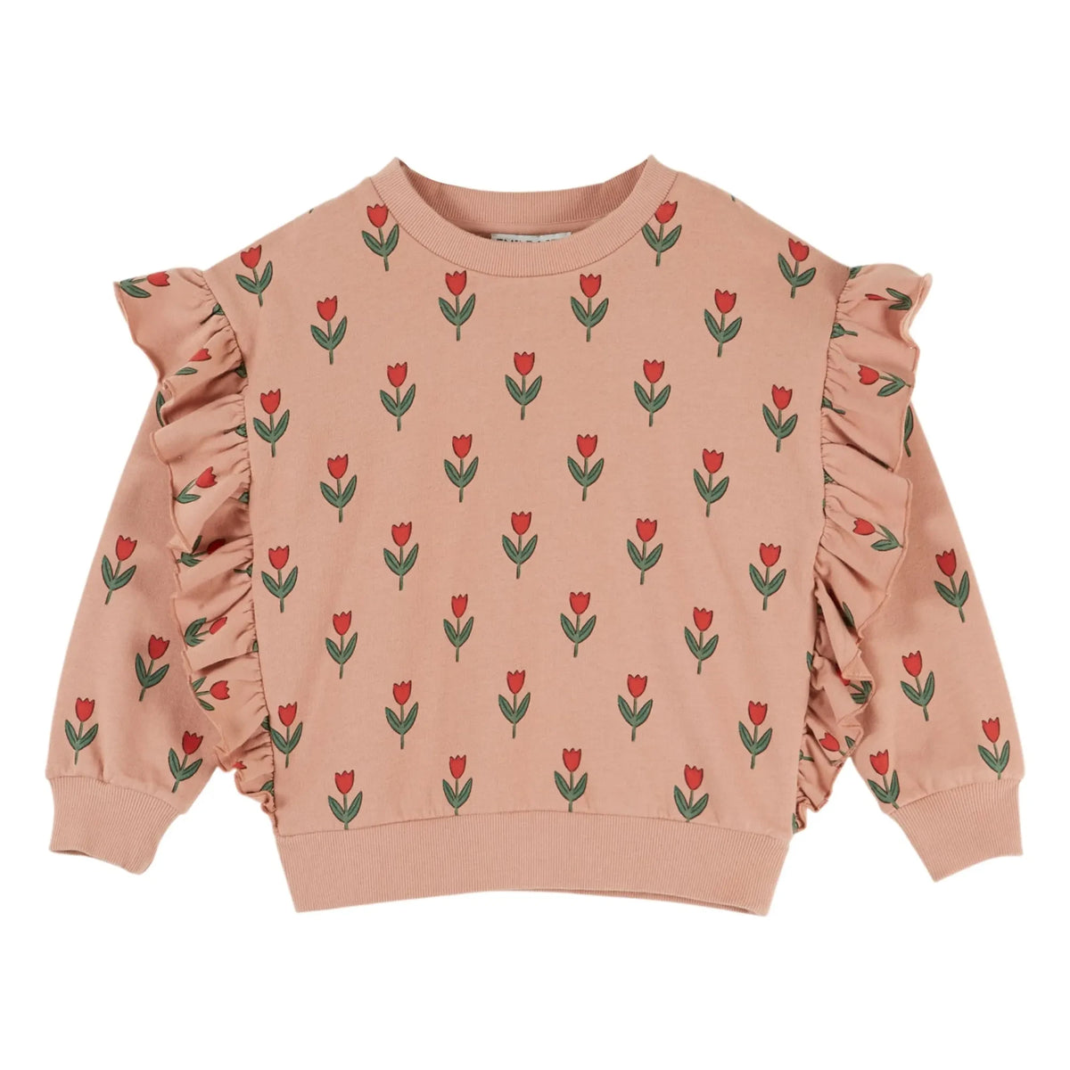 Emile et Ida - Organic cotton floral ruffled sweatshirt | Pink